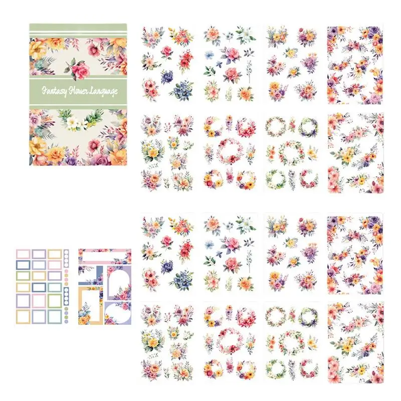 Kids Sticker Book Pre Cut Waterproof Retro Sticker Books For Creative Multifunctional Planner Decoration Self-Adhesive Art