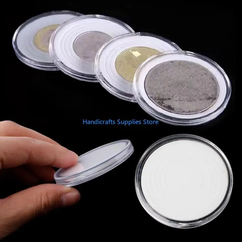R1WA Round Coin Storage Box 46mm Transparent Collection