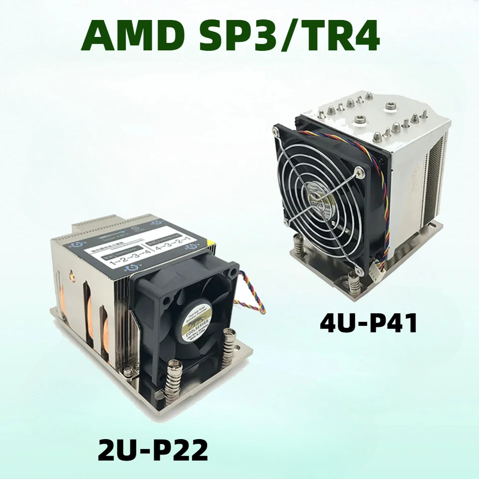 4 Heatpipe Radiator 2U Server CPU Cooler Workstation Computer Cooling Fan for AMD EPYC SP3 TR4 CPU Fan P22 225W Heatsink SP3-P22