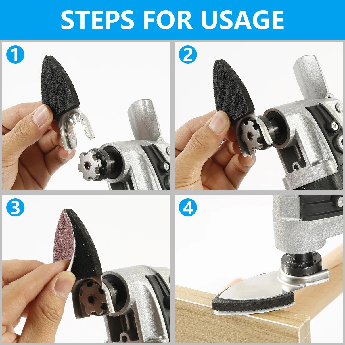 Juego surtido de almohadillas de arena de 82 Uds., almohadilla de papel de lija de grano 60/80/120/180/240, almohadilla de arena Triangular de 80x80mm, almohadilla de arena para dedos de 85x35mm