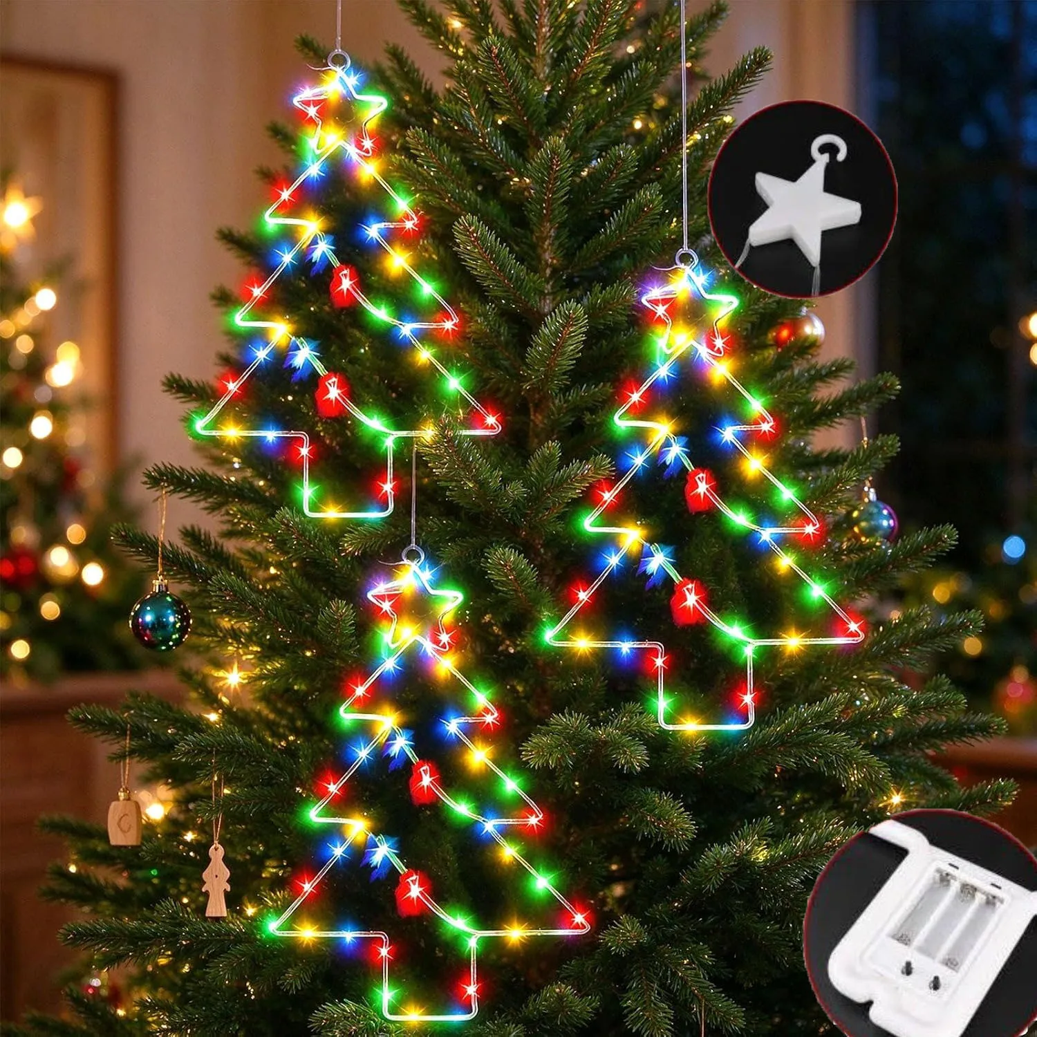 Christmas Tree LED Ladder Lights Battery-operated Garland Fairy Light String Waterproof For Outdoor Garden New year's Decoration