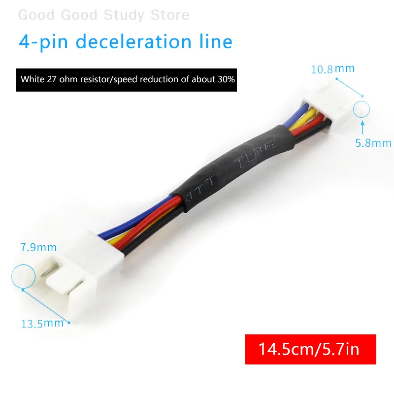 5PCS Fan Resistor Cable 3 / 4 Pin Male To 3 / 4Pin Female Connector Reduce PC CPU Fan Speed Noise Resistor Slow Down Cable