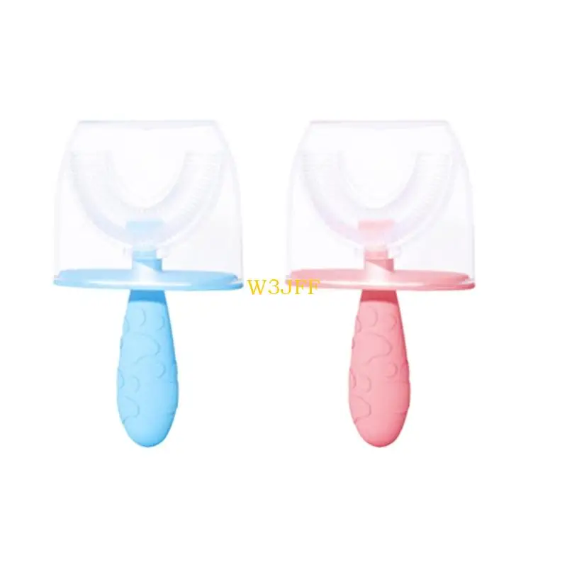 

W3JF Flexible Silicone Toothbrush For Kids Gentle Cleaning Dental Care Training Brush