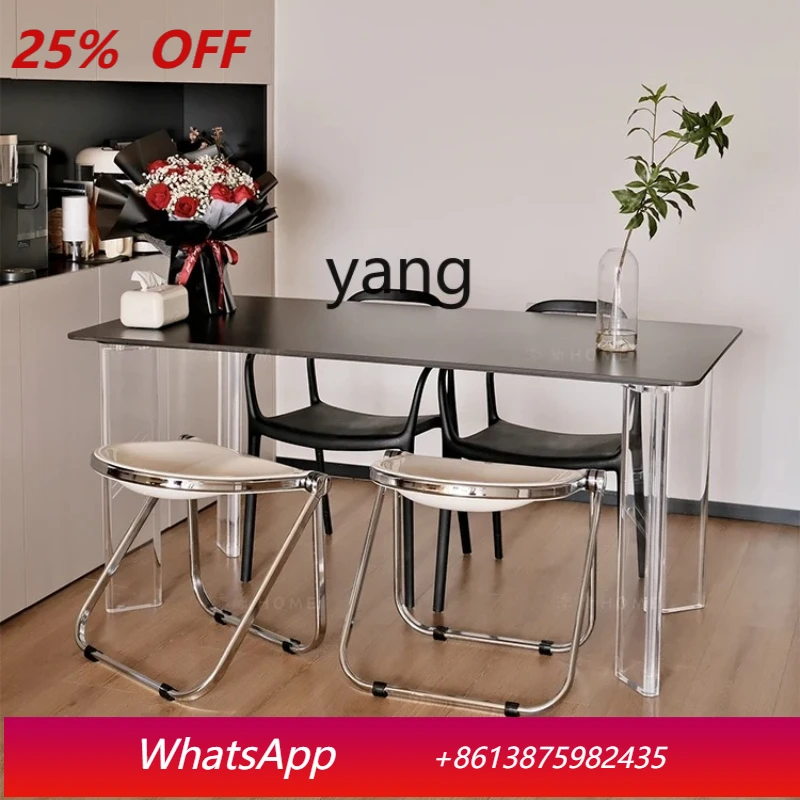 

LMM acrylic rock slab dining table small household rectangular dining table and chairs