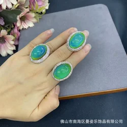 Warm stone clay inlaid with live color retention ring French vintage hot-selling star bright jewelry wholesale