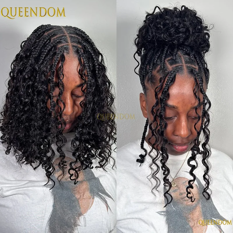 

12 "Короткие парики в стиле бохо, синтетический парик, прозрачные парики на шнурке для черного парика, черный парик в стиле афро богемный в продаже