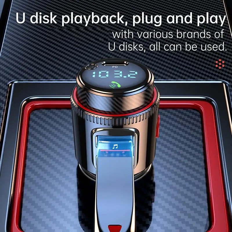 

FM-передатчик Bluetooth 5.4 для автомобиля, 38 Вт PD & QC3.0 USB-адаптер для зарядки, микрофон и музыкальный плеер с функцией громкой связи Calli P6R5