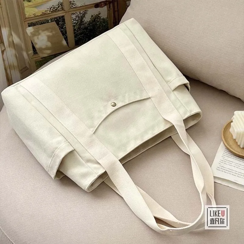 Women Tote Bag Aesthetic Solid Color Students Casual Handbag Shoulder Bag Large Capacity Oxford Reusable Shopping Beach Bag 2024