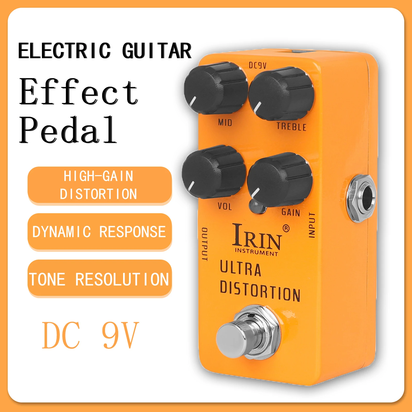 IRIN RS-17 Ultra Distortion Gitarreneffektpedal High-Gain Distortion Effekte True Bypass Pedale E-Gitarre Zubehör