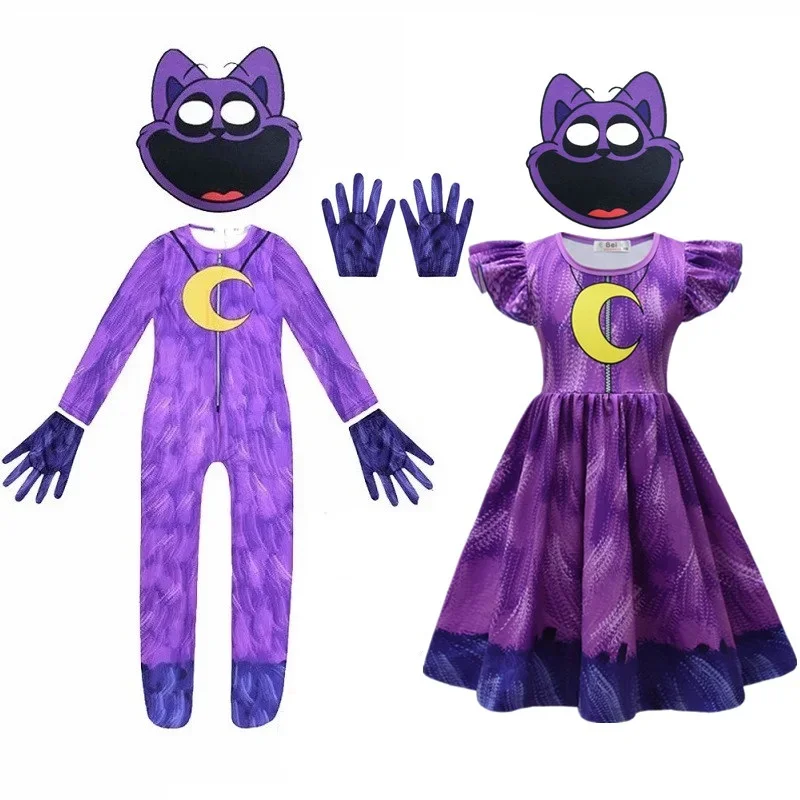 S-Smiling C-Critters Cosplay Costumes Smiling CAT Nap Catnap Action Jumpsuit dresses Halloween Party Dress Up Suit For Kids boys