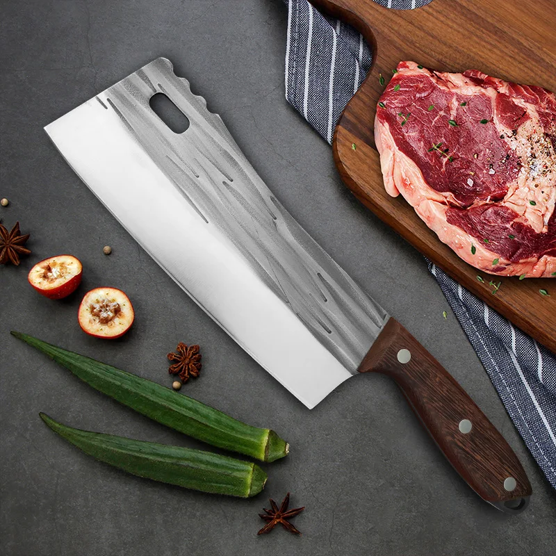 Chop Bones Chopping Knife Cleaver Meat Slaughter Butcher Knife Utility Knife Hand Forge Blade Wooden Handle Heavy Kitchen Knives