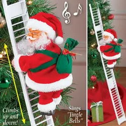 Plush Electronic Santa Claus Toy Climbing Staircase Father Christmas With Music Good Christmas Birthday Gift For Boys And Girls