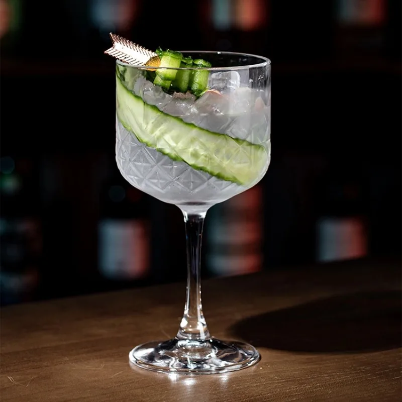 European Style Wide Mouth Engraved Cocktail Glass Gin Tonic Glasses Cup Creative Stemmed Glass Cups Champagne Flute Bar Tools