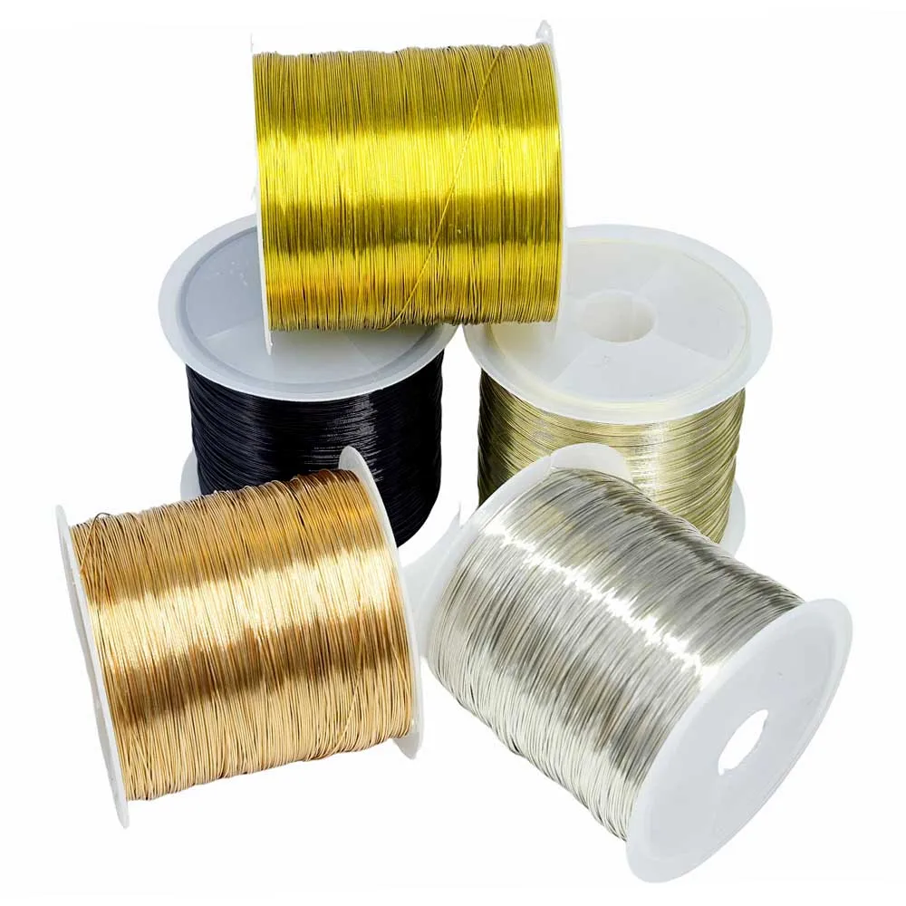 100M/Roll 0.3/0.4mm Golds Silver Black Light Golden KC Golden Color Metal Wire For DIY Non Fading Bead String Jewelry Cord