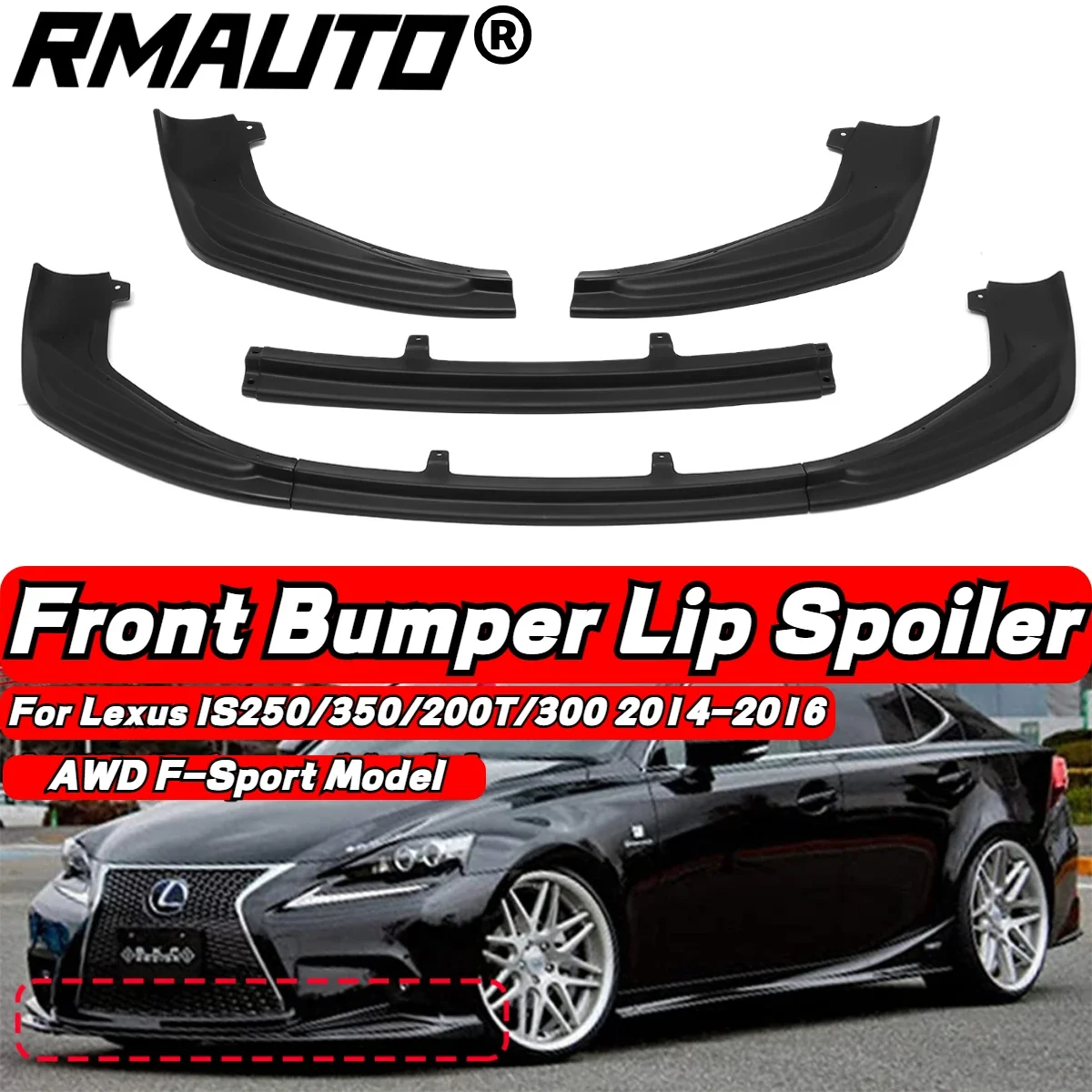 

Matte Black Car Front Bumper Splitter Lip Diffuser Spoiler For Lexus IS250 350 200T 300 AWD F-Sport Style 2014-2016 Body Kit