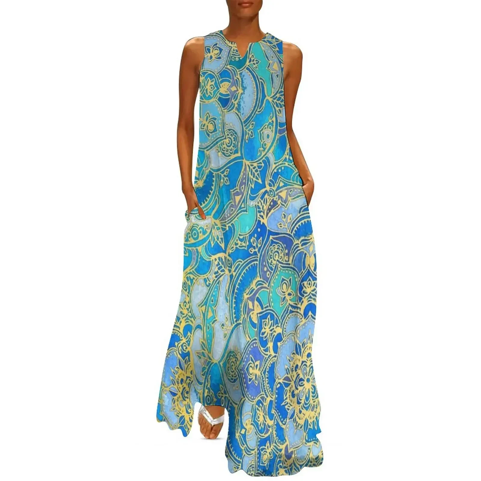 

Blue Sapphire Mandalas (Customer Request) Long Dress summer outfits for women 2025 Dress