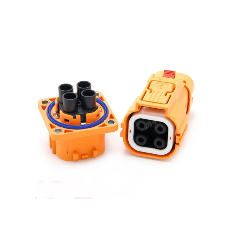 

High voltage connector four core low current direct plug new energy electric 4p car waterproof male and female electronic socket