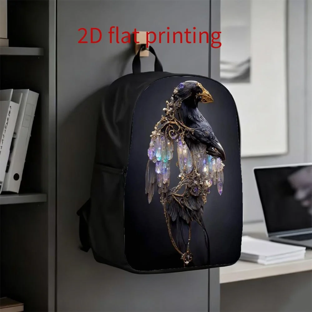 

A crow-themed backpack with crystal wind chimes - a lightweight high-capacity schoolbag for daily commuting, adjustable
