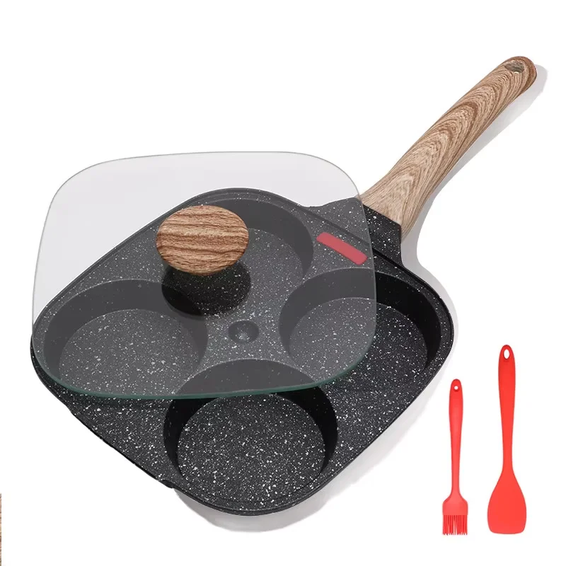 

Thickened Omelet Egg Frying Pan with Lid Nonstick 4Cups Pancake Fried Egg Pan for Breakfast Skillet Egg Cooker Pan Mold