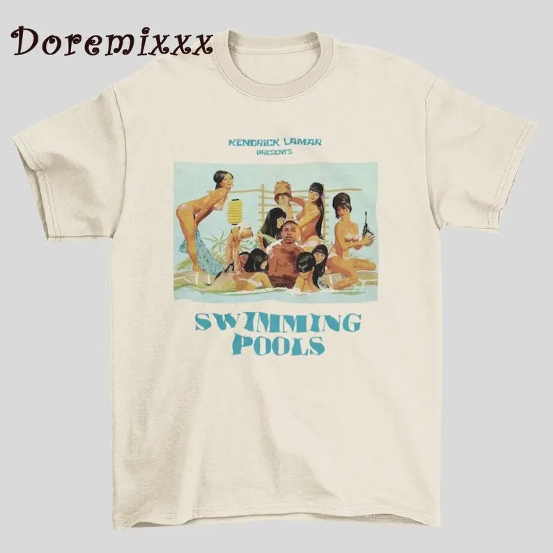 Kendrick Lamar Inspiriert Schwimmen Pools Graphic Tee Vintage 90er Comic Stil T-Shirt Baumwolle T-shirt für Männer Frauen Sweatshirt