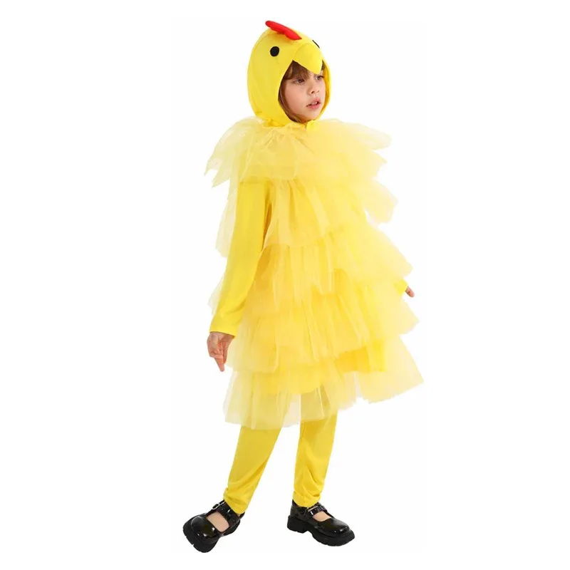 

asdh8@Cartoon Animal Stage performance Costume Cock Chicken Cosplay Fantasy Boys Girls Clothing Disguise Teen 4 to 16 Years Outf
