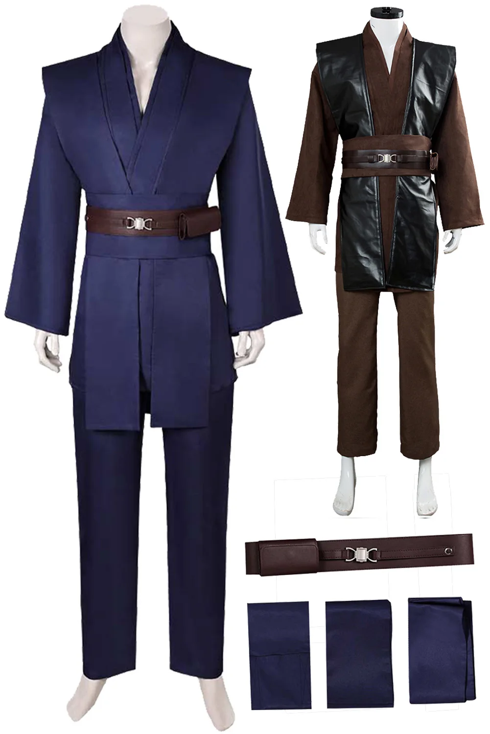 

Disguise Anakin Cosplay Dark Blue Knight Clothing Movie Space Battle Fantasia Costume Adult Men Roleplay Fancy Party Cloth