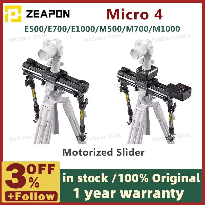 New ZEAPON Micro 4 E500 E700 E1000 M500 700 1000 Motorized Slider DSLR Camera Video Double Distance Portable Rail System