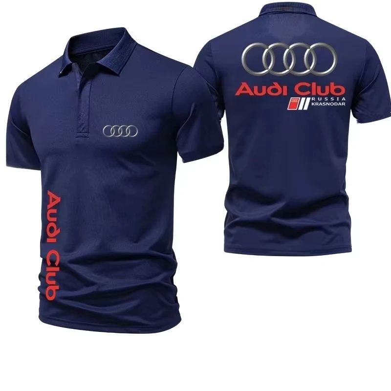 Audi Men's Polo Shirt Summer Casual Breathable Comfortable Motorcycle Men's Short Sleeve
