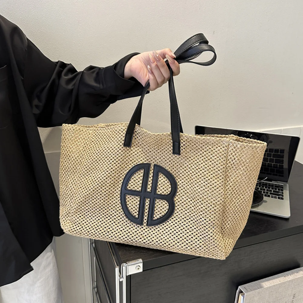 

Straw weaving fashion ins style trendy women's bag 2025 new single-shoulder bag, large capacity handbag, woven bag