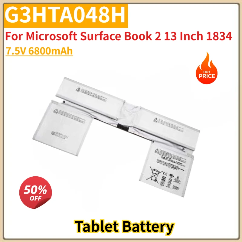 

High Quality G3HTA048H Tablet Battery 7.5V 6800mAh for Microsoft Surface Book 2 13 Inch 1834 Brand New Replacement Battery