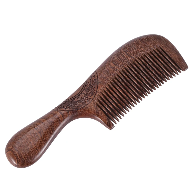 Unisex Sandalwood Comb Women Men Home Travel Wood Anti-Static Fine-Tooth Comb Wooden Handles Hair Comb