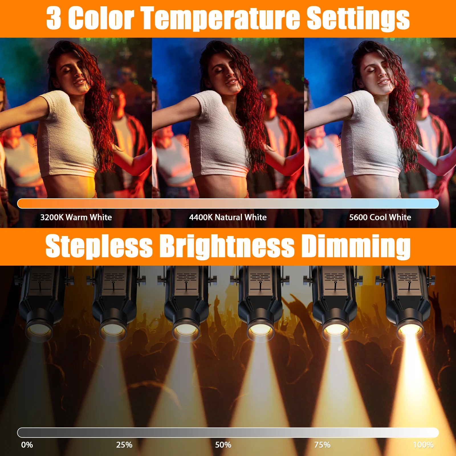 U'King 1/2/4 قطعة أضواء COB صغيرة 120 وات مزدوجة اللون 3 إعدادات لدرجة حرارة اللون ضوء المرحلة يعتم سلس DMX لشريط حفلات DJ