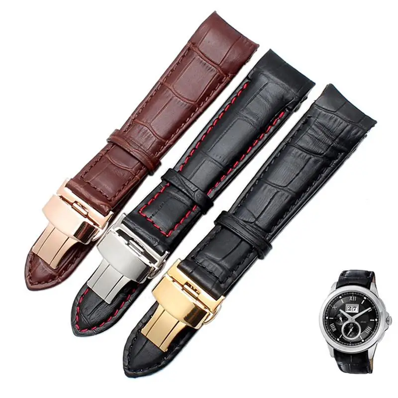 BEFIA-correas de reloj de piel auténtica para hombre, accesorio de pulsera con extremo curvo, hebilla de mariposa, para BL9002-37 05A BT0001-12E 01A, 20 21