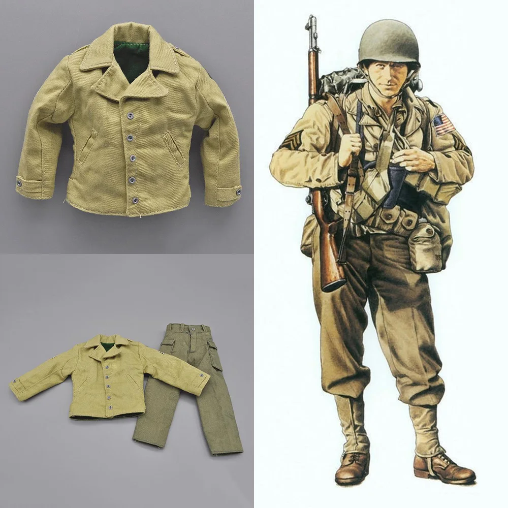 1/6 Scale Male Solider World War II U.S. Army Red First Division Mechanic Clothes Pants Set for 12 inches Action Figure