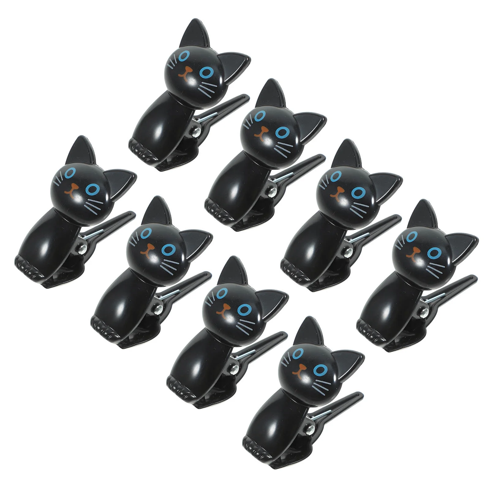 Cute Cat Office Clip with Lanyard Multifunctional Windproof Drying 6pcs (grey 3 + White 3) Pouch Sealing Clips Snack Bags