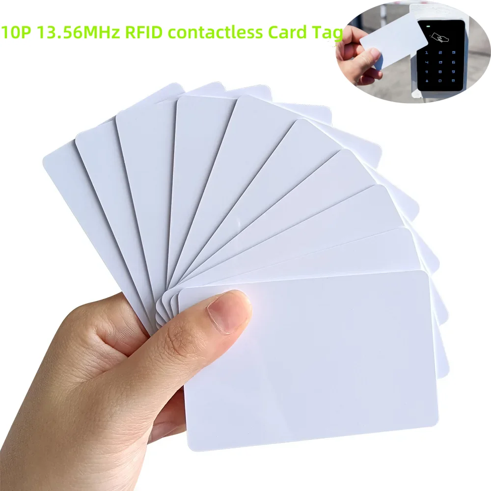 

10P 13.56MHz RFID contactless Card Tag MF S50 Proximity IC Smart Card Tag 0.8mm Thin ISO14443A for Access Control System