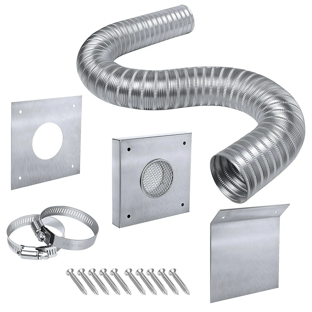 Aluminum Flex Pipe Cold Air Kit Improving Pellet Efficiency 2 Inches Outdoor Fresh Air Kit 304 Stainless Steel Panels