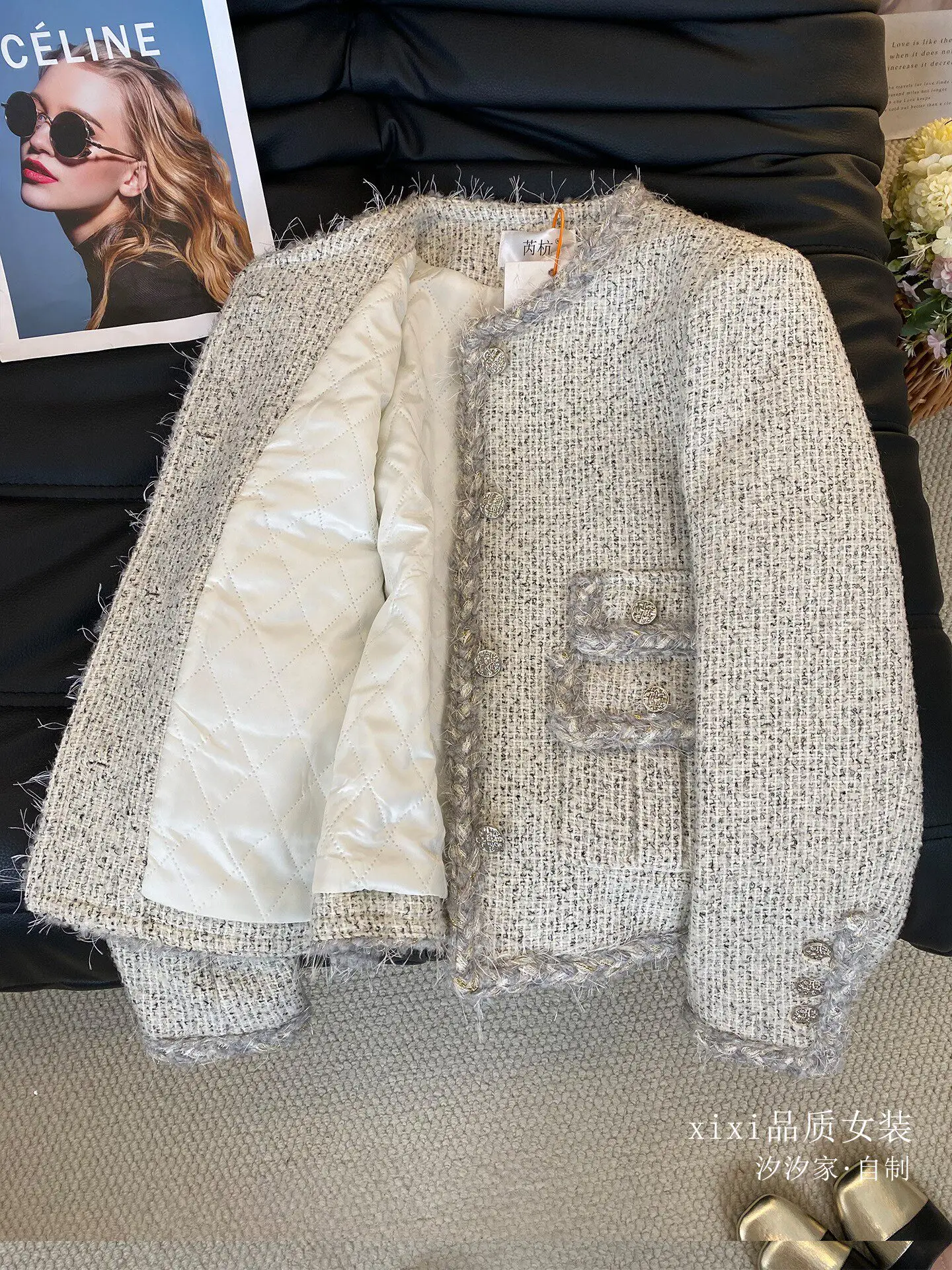 New Coat, high-end, light luxury, shiny  cotton clip, thick woolen top Jackets