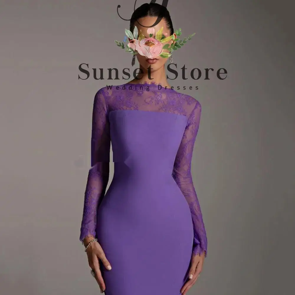 تخصيص س الرقبة حورية البحر الدانتيل كامل الأكمام فساتين السهرة ثنيات قطار الاجتياح الطابق طول البوق جيرسي أثواب رسمية