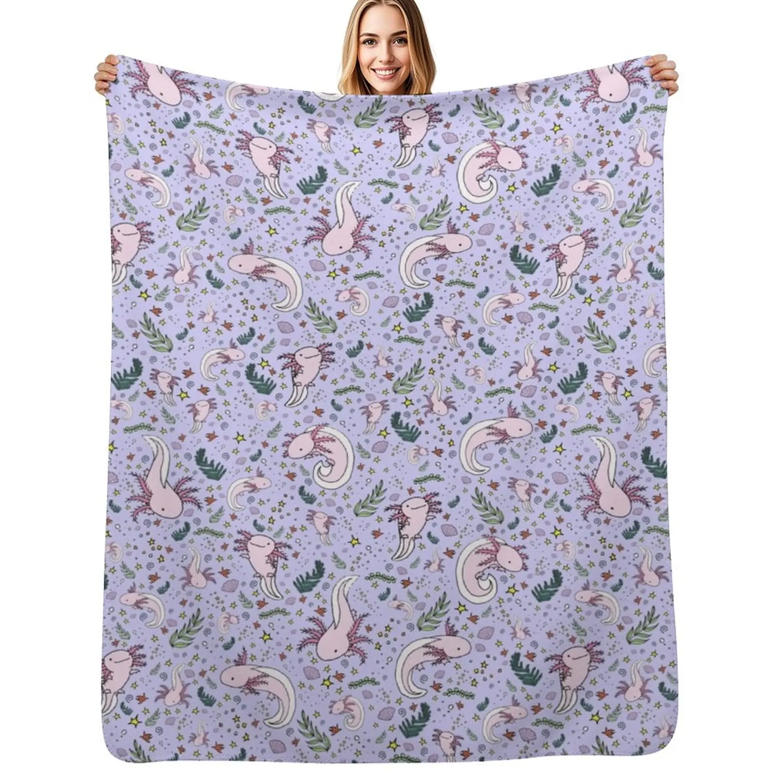 

Axolotls in Purple Throw Blanket blankets ands Fashion Sofas decorative Bed covers Blankets