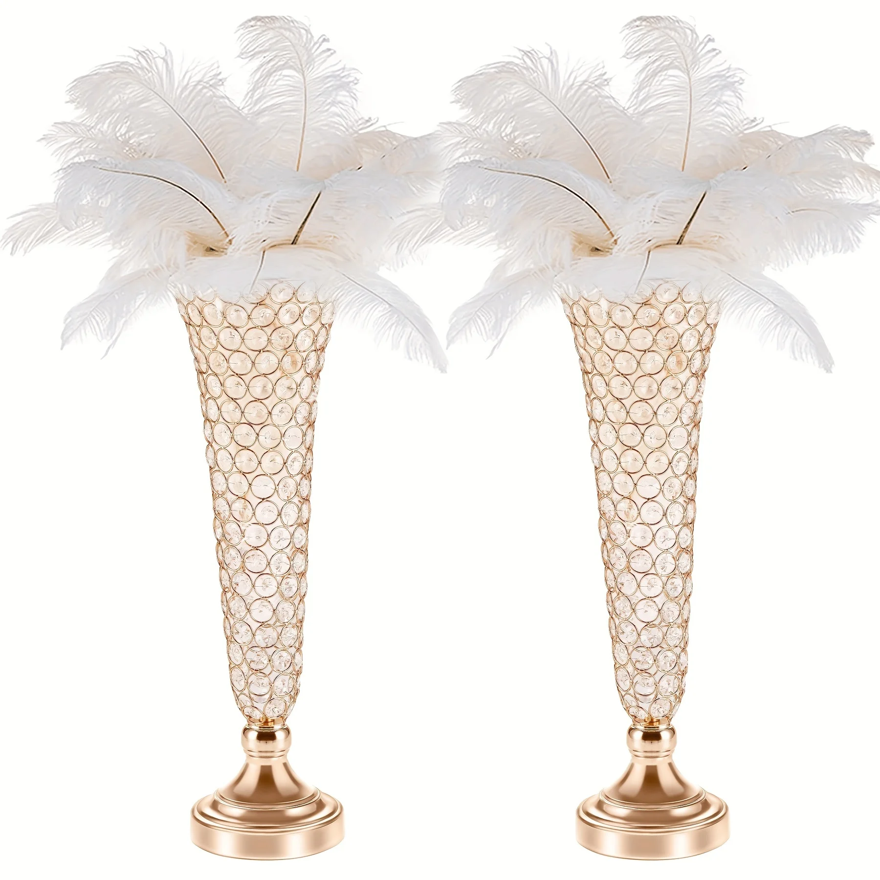 

2pcs/ 10pcs Crystal Trumpet Floral Vase - Centerpieces for Wedding Table, Wrought Crystal Vase, Flower Vases for Party Dinner Centerpiece Event, Anniversary Ceremony Birthday Home Decoration