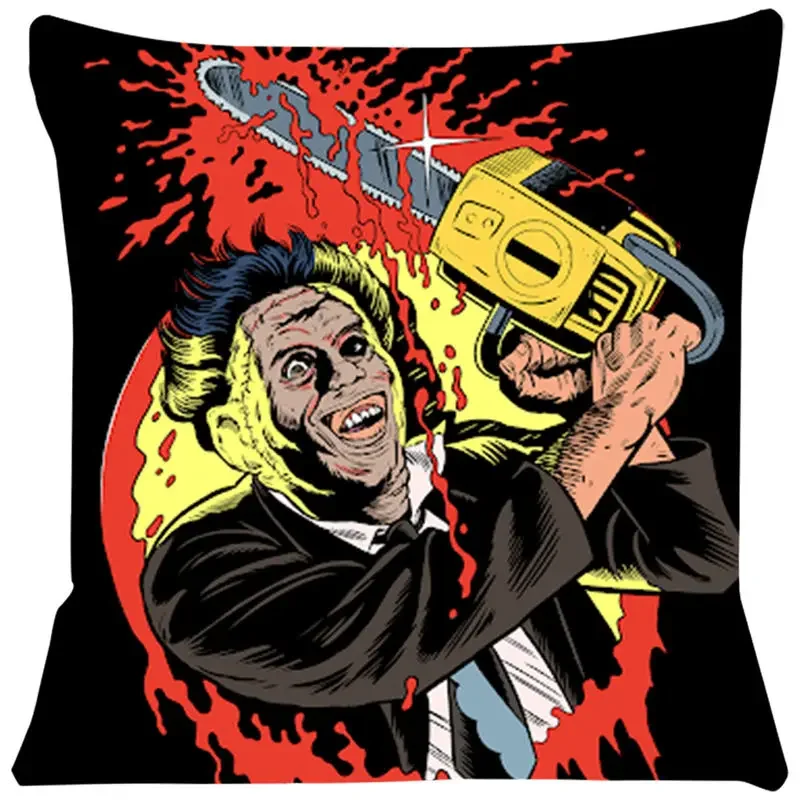 Horror Series Cushion Cover Comfortable Pillowcase Home Decor Chair Car Sofa Decor 45x45 Peach skin polyester pillowcase