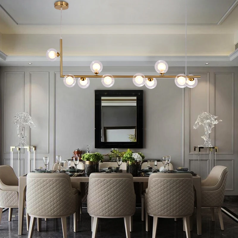 Modern Glass Ball Bubbles Chandelier Lighting  Bedroom Living room Black Gold chandelier loft Led Lustre Lamp Art Deco
