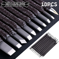 10pcs Tungsten Steel Carving Chisel Set Professional Engraving Tools for Stone/Wood/Metal Durable Stone Seal Cutting Blades Kit
