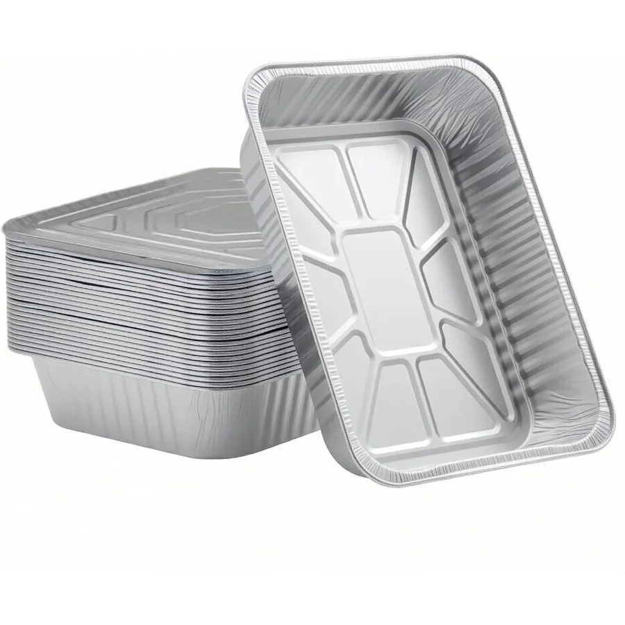 

Aluminum Foil Pans Half Size, Disposable Heavy Duty 9×13 Baking Pans, Deep Family Size Container, Foil Pans (25 Pack w/Lids)