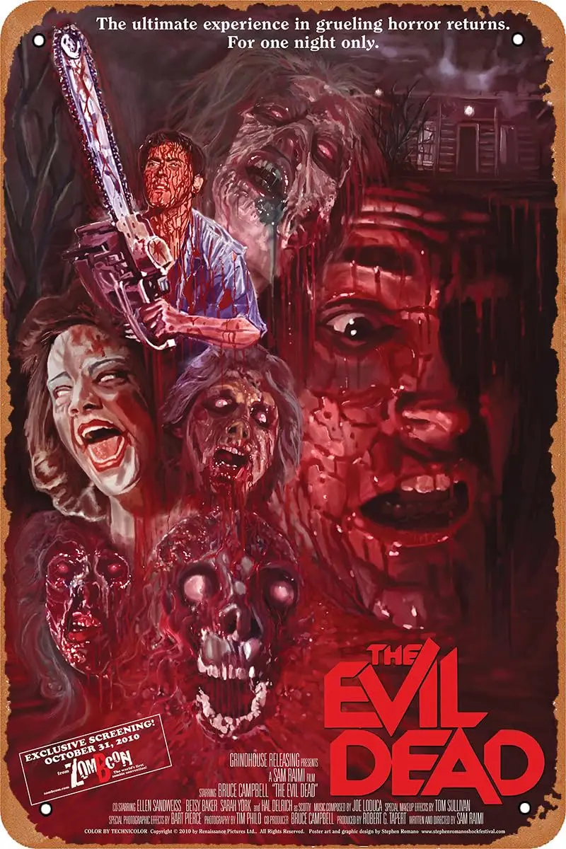 The Evil Dead (1981) Horror Movie Poster Vintage Tin Sign Retro Metal Sign for Bar Pub Garage Man Cave Home Wall Decor Gift