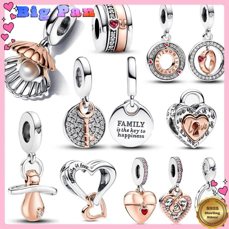 

Authentic Rose Gold Pacifier Baby Dummy Dangle Charm Fit Original Bracelet 925 Sterling Silver Birthday Jewelry Diy Pendant Kids