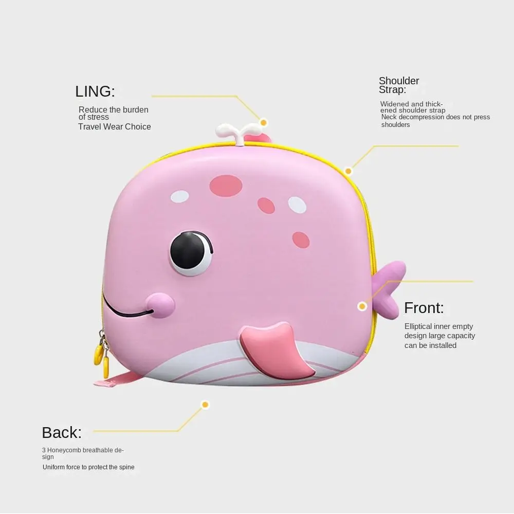 Fashion EVA Eggshell Backpack Cute Cartoon Portable Shoulder Bags Large Capacity Whale Baby Students Bag for Kids