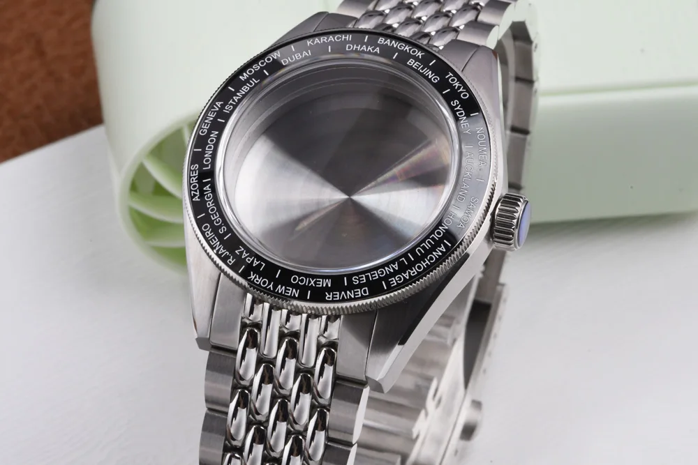 GMT 39mm Edelstahl-Uhrengehäuse 30mm Zifferblatt Saphirglas Tauchergehäuse Passend für Seiko Mod für NH34 Automatikwerk Zubehör – Detail 12