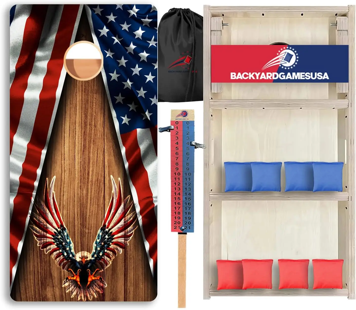 Pro Cornhole Boards Set | Made in USA | 3/4 Baltic Birch | No Bounce Triple Thick Legs  Two Brace & Handles,